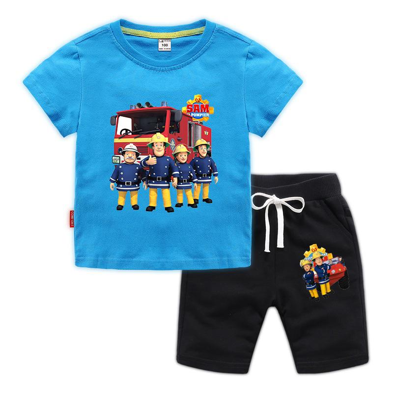 2026 Summer New Children's Cartoon Fireman Sam Printed T-Shirt