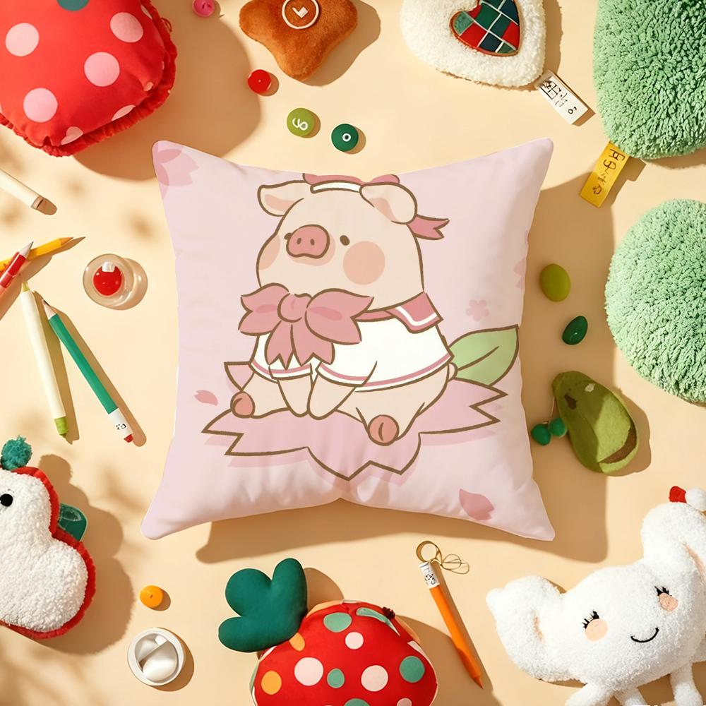 Cute Cartoon lulu pig Cushion Cover Plush Fabric Soft DoubleSided Printed Sofa Warm Winter Home Gift Pillow Cover