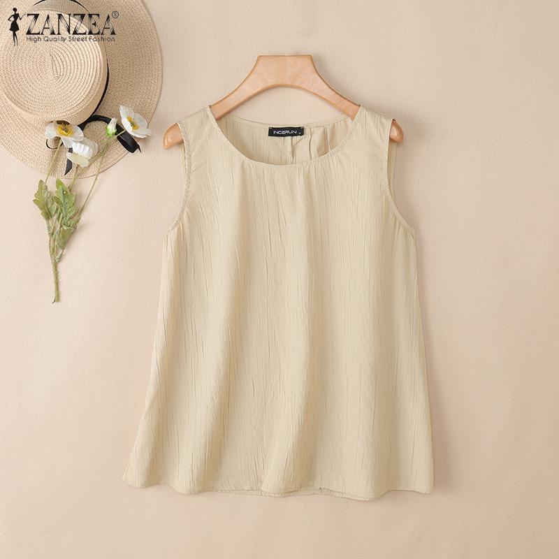 ZANZEA Women Casual Round Neck Summer Sleeveless Tank Tops