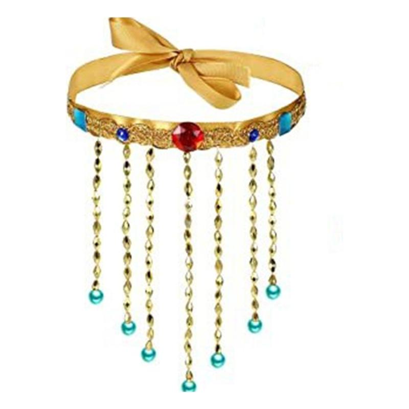 Egyptian Costume Accessories Set Egyptian Headpiece Tassels Beaded Necklace Bracelet Arm Cuffs for Halloween Party Decor