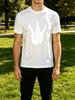 Unisexs Tee Simple Three Finger Hand Sign Print Cotton Short Sleeve Male Streetwear Summer Daily Outdoor Casual Basic Fashion Top