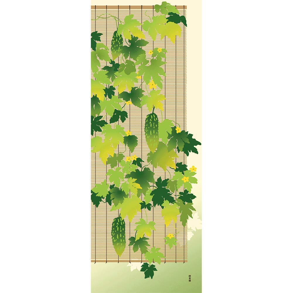 Hamamonyo Illustrated Hand Towel Green Curtain