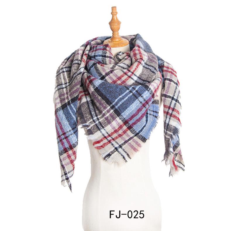 European & American Autumn/Winter Thick Double-Sided Plaid Scarf & Shawl for Women