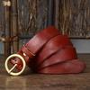 Retro couple style circle buckle leather needle buckle pure cowhide versatile men's and women's denim belt