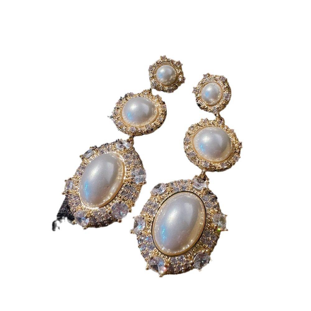 Mermaid Tears, Radiance Gemstone Pearl Fringed Earrings, Tahiti, Deep Sea Bead Bow Zircon, Ring.