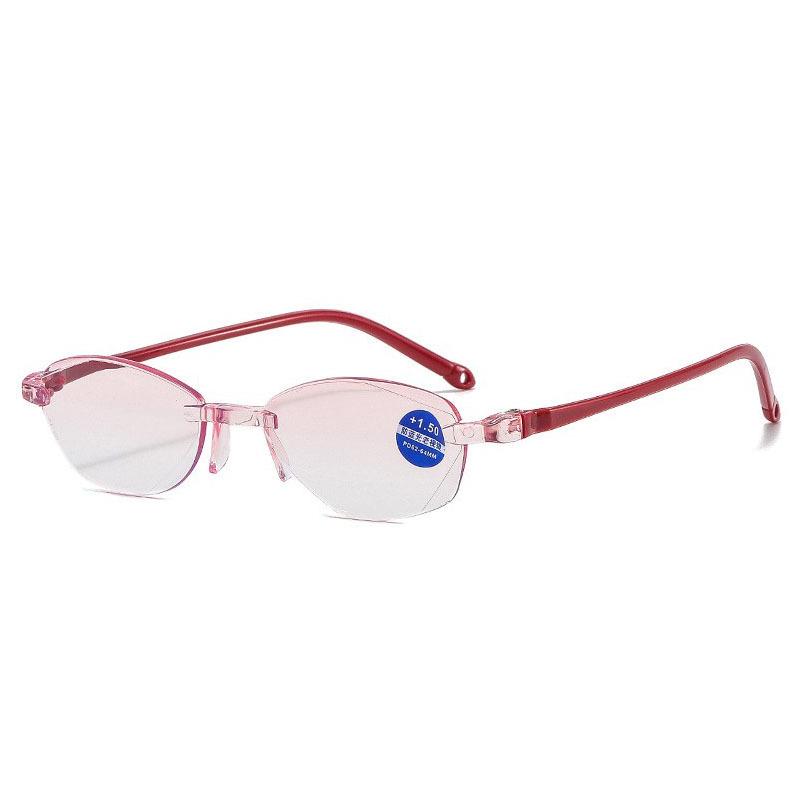 New 8035 Rimless Diamond-Edged Blue Light Blocking Fashion Reading Glasses