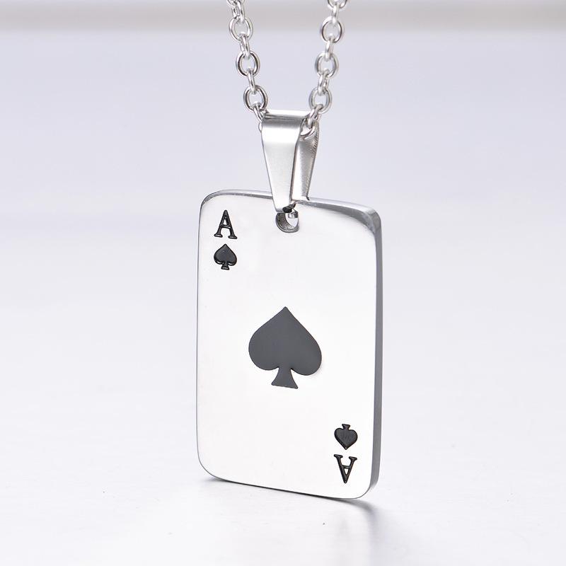 Men's Necklace Hip-hop Trendy Ace of Spades Men's and Women's Necklace Playing Card Pendant