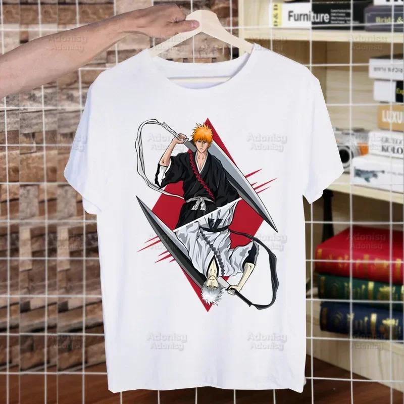 Bleach Zaraki Kenpachi Kurosaki Ichigo T Shirts For Guys O-Neck Short Sleeve Regular Mens height Quality Men Hip-Hop Tee Shirt