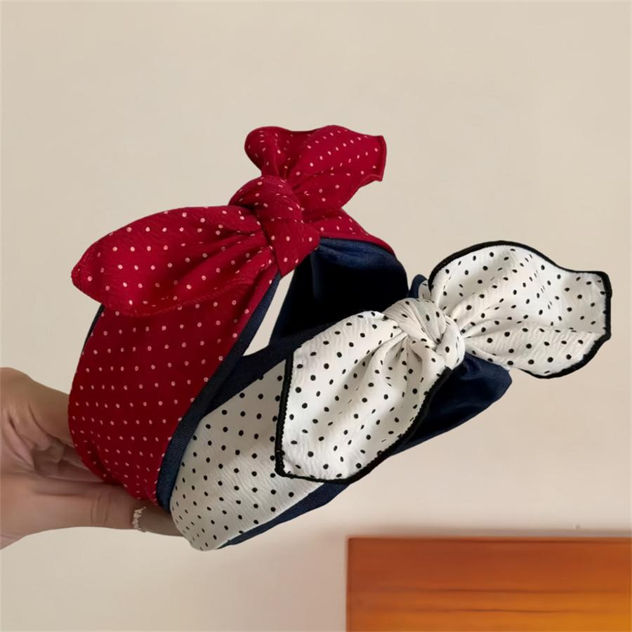 Korean Classic Red and White Polka Dot Bow Headband for Women, New High-end Fashionable Headband, Children's Hair Accessories