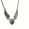 Minimalist Crown & Wing Pendant Sweater Necklace - Unisex Luxury Design With Heart Detail Artificial Crystal