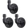 3 Pack Industrial Style Robe Towel Hook Wall Mounted Metal Iron Pipe Coat Hanger Hat Holder Bag Rack for Bathroom Bedroom Kitchen, Rust Free, Black