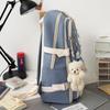 5 peças/conjunto Mochila Kawaii Feminina Coreana Fofa Mochila Estudante Menina Grande Capacidade Mochila Escolar Bolsa com Cordão Carteira