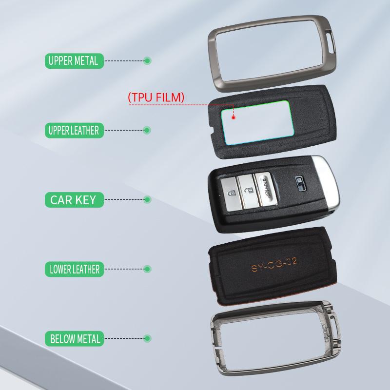 Zinc Alloy +Leather Car Key Case Cover Shell Fob For Honda Acura RLX MDX CDX TLX-L NSX RDX Holder Auto Car Keychain Accessories