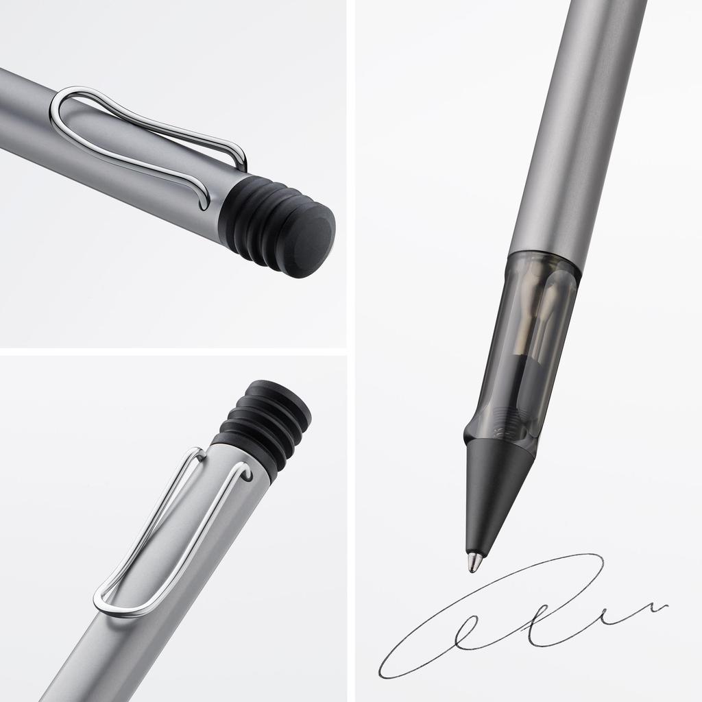 Caneta esferográfica de grafite LAMY com pega ergonómica, traço médio, alumínio leve, inclui um cartucho preto de grande capacidade LAMY M16 AL-star -