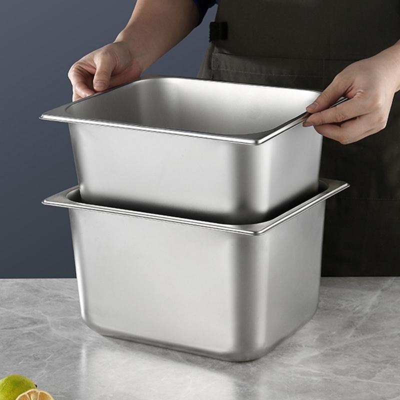 Rustproof Half Portion Container Stainless Steel Food Service Storage Pan Restaurant Table Tub for Commercial Kitchens