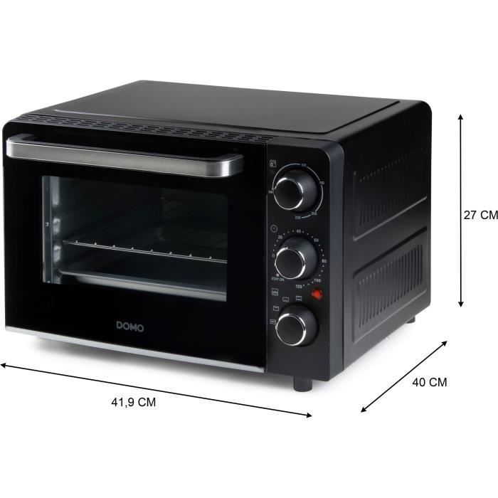 DOMO DO807GO mini elektrisk ovn - 20 L - svart - over- og undervarme - 120 min timer - 1300W