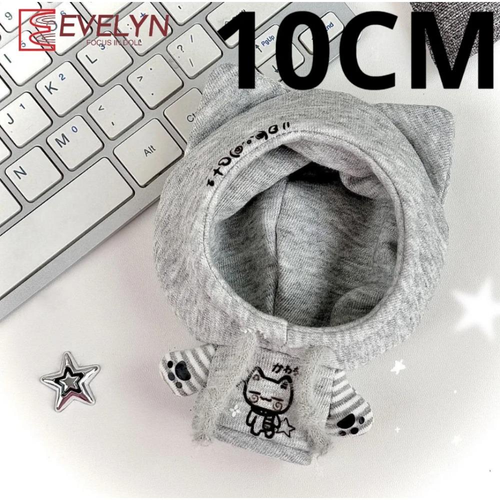 

Evelyn 10CM Doll s Clothes Grey Hoodie Accessories Anime Cartoon Cotton Stuffed Toy Doll Fashion Sweater No Doll