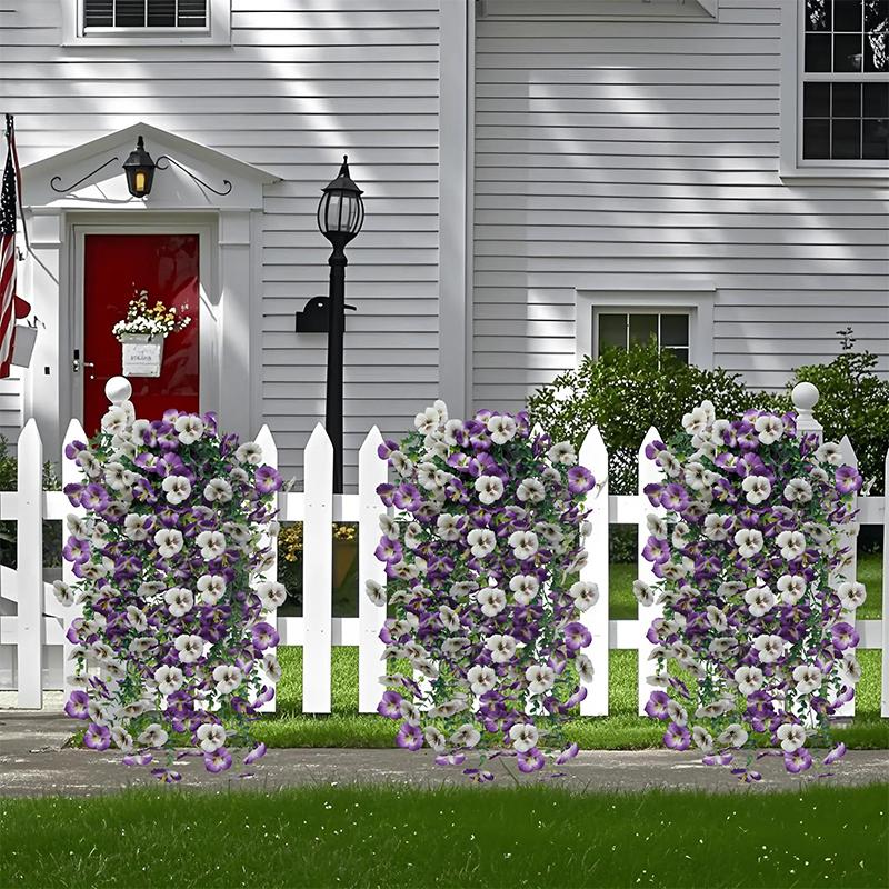 2Pcs Violet Artificial Flowers Vine Hanging Fake Flowers Faux Plants Vines for Home Room Decor Garden Wedding Decoration Flowers