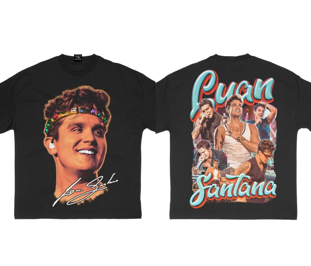 Retro Print T-shirt Men Women Classic Cotton Singer Luan Santana Big Face Short Sleeves Oversized Heavy Man Women Unisex Top Tee