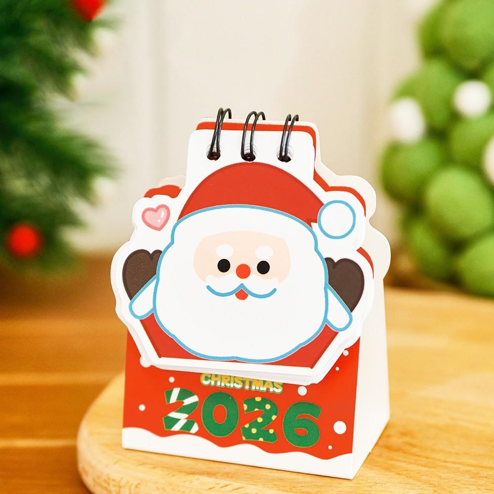 Simple Mini 2026 Desk Calendar Coil Binding Cartoon Desktop Calendar Santa Claus Schedule Planner Desktop Decoration