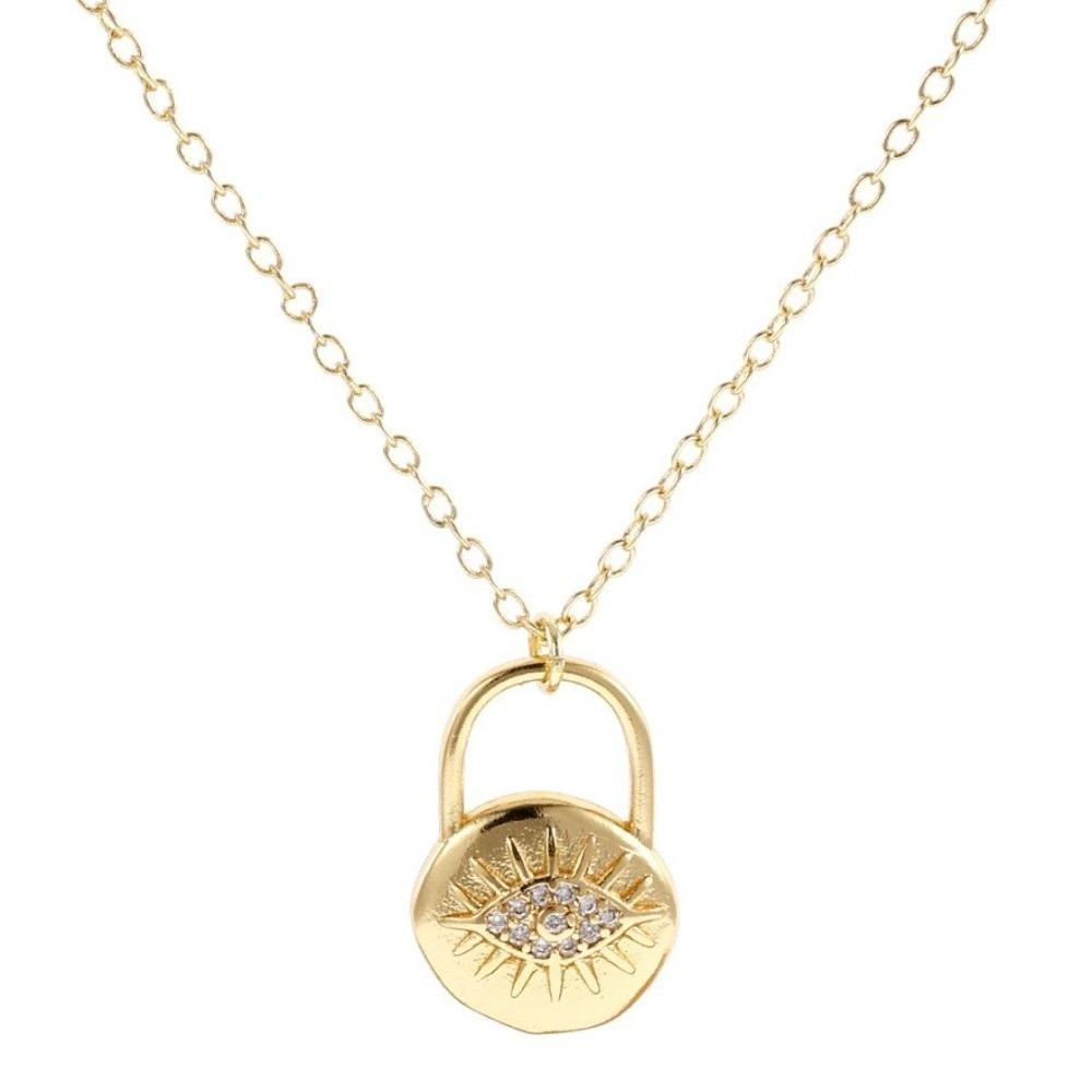 

Copper Gold Plated Demon Eye Necklace Rhinestone Turkish Eye Neck Chain Devil s Eye Necklace Girls Style 2