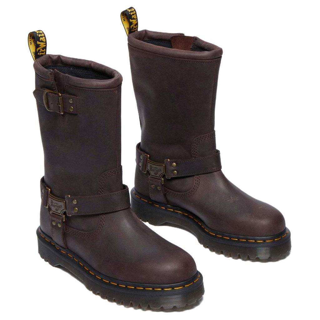 Dr. Martens Anistone High Leather Biker Boot Dark Brown Unisex Sneakers 31901201