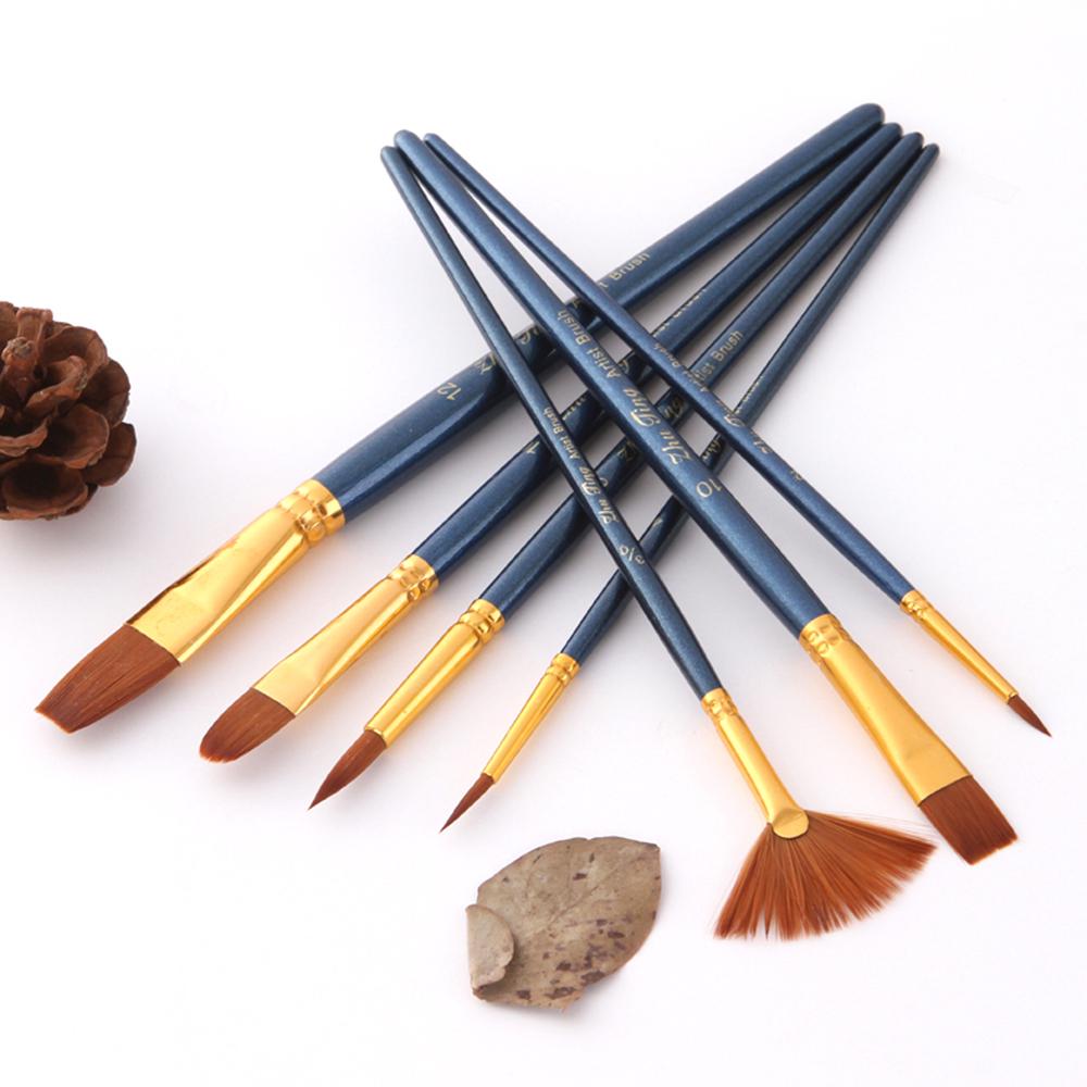 7pcsCelsiusset Art Paint Brushes Set Round & Flat & Filbert & Fan Tips Professional Drawing Paintbrushes Nylon Hair Wooden Handle for Watercolor Acryl