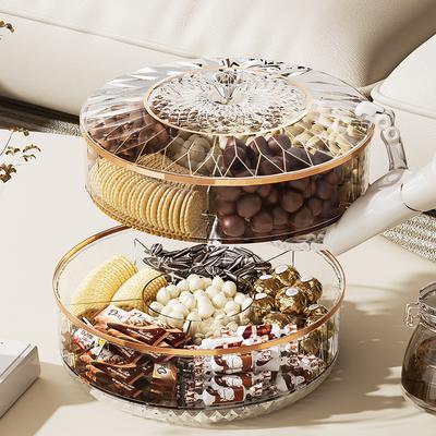 Boîte de Rangement pour Snacks de Haute Qualité Rotative à 360 degrés Transparente pour Bonbons et Fruits Secs Plateau à Snacks Domestique Décor de Bureau