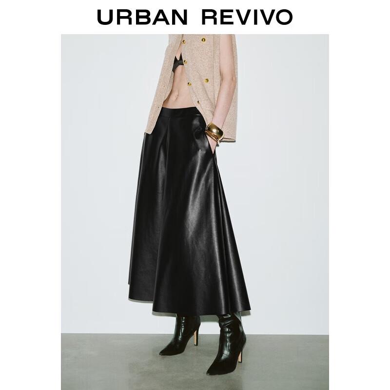 UR 2025 Herbst Damen Retro Chic PU A-Linien-Rock