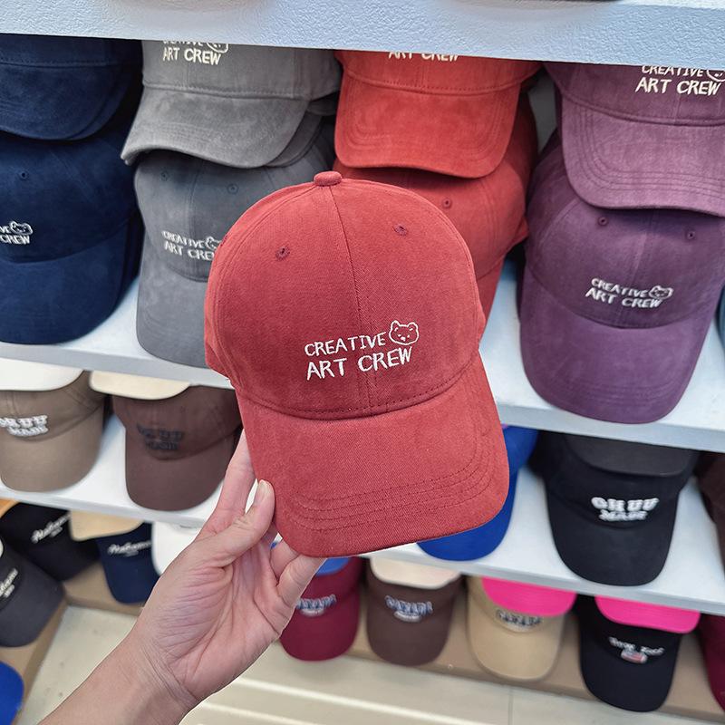 Early Spring Soft Top Baseball Cap Female Big Head Circumference Showing Face Small Peaked Cap Head circumference 54-59cm красный