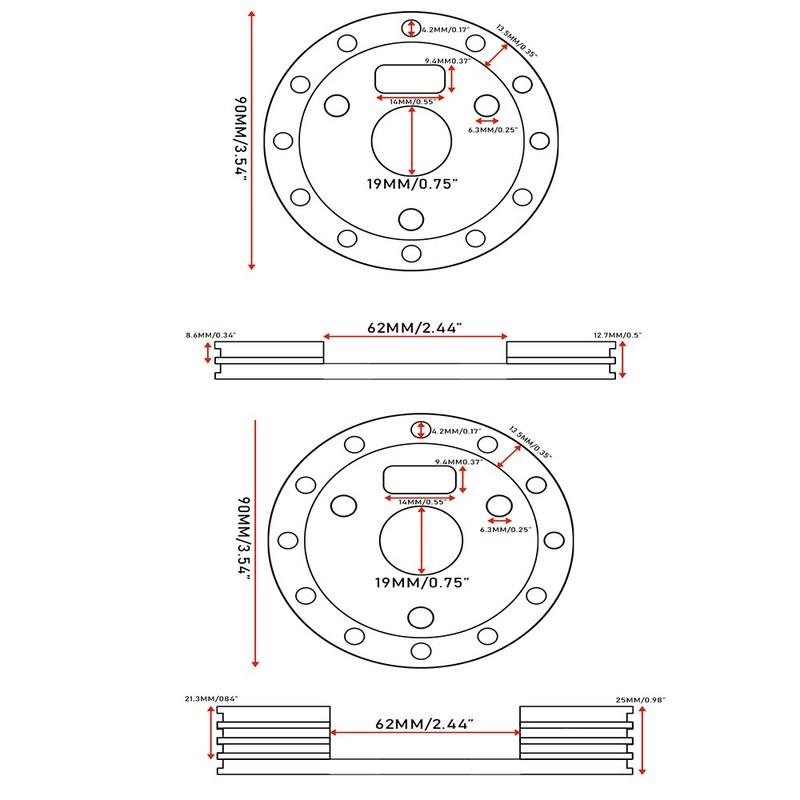 Universal Auto High-quality Aluminium Alloy Steering Wheel Boss Kit Heightening Pad 6 Hole To fit 3 Hole Fixed Type Heightening