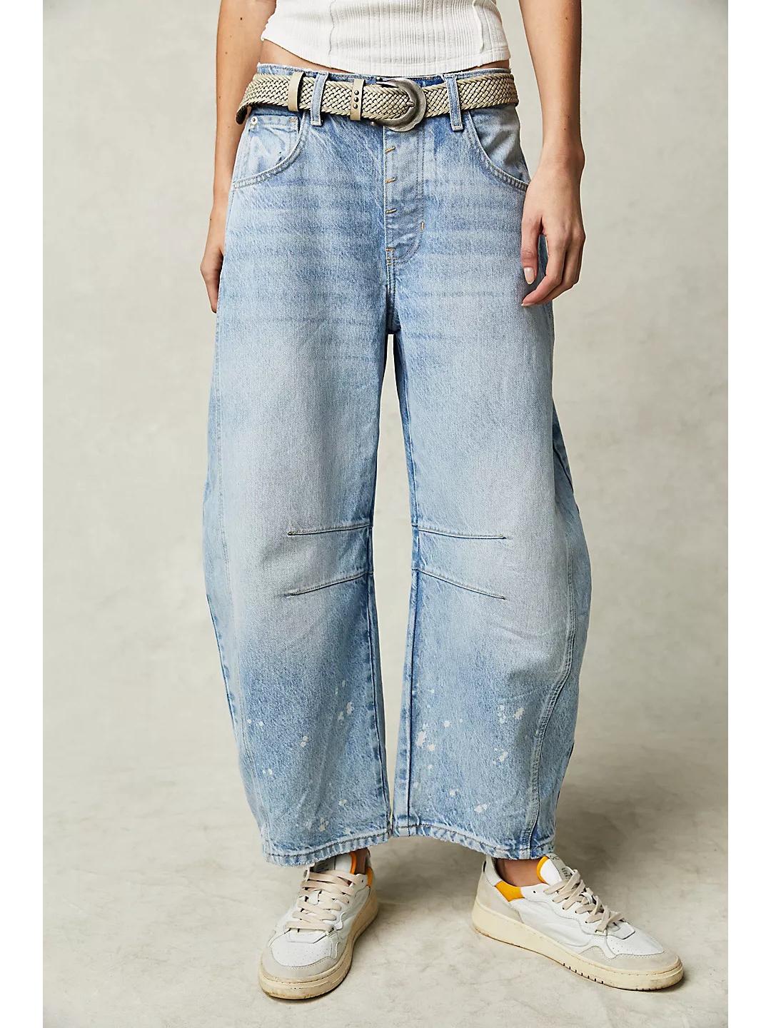 

2024 Женские джинсы из выстиранного денима широкого кроя со средней/низкой посадкой Double Extra Large (XXL)