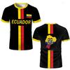Ecuador Flagge Print Fußball T-Shirt Sportlich Lässig Ecuador Karte Grafik Schnelltrocknendes Trikot Unisex Atmungsaktiv Kurzarm Oberteile