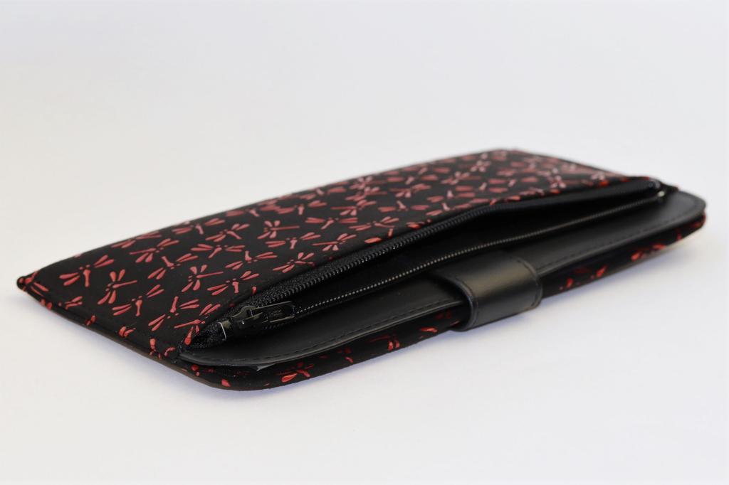 Inden Yushichi Uehara Echtes Münzgeldbörse auf der Modellnummer schwarzer Hintergrund x rote Libelle echt lang Made in Japan [INDEN-YA] (INDEN-YA)