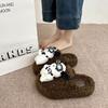 Cute cartoon glasses dog hair slippers women's 2025 autumn and winter new thick-bottomed versatile non-slip one-word cotton slippers