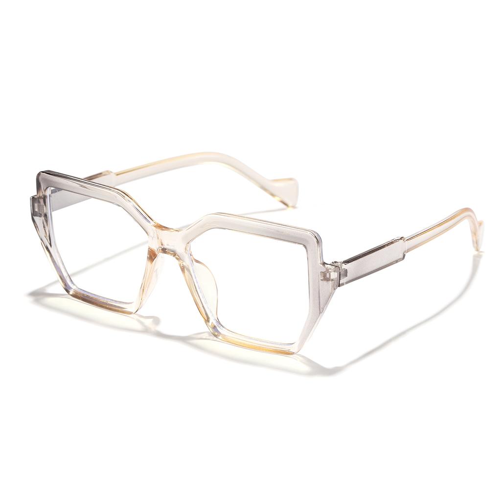 Vaneasel 1pc women's large frame trapezoidal gradient color trend fashion anti-blue light glasses daily reading frame glasses