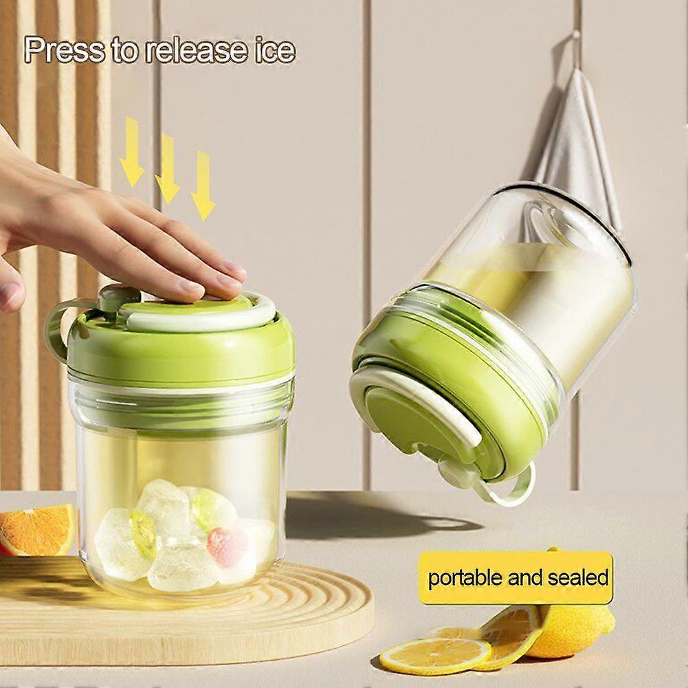 3 In 1 Ice Cup Coffee Travel Bottle With Ice Tray Press Button Dispenser