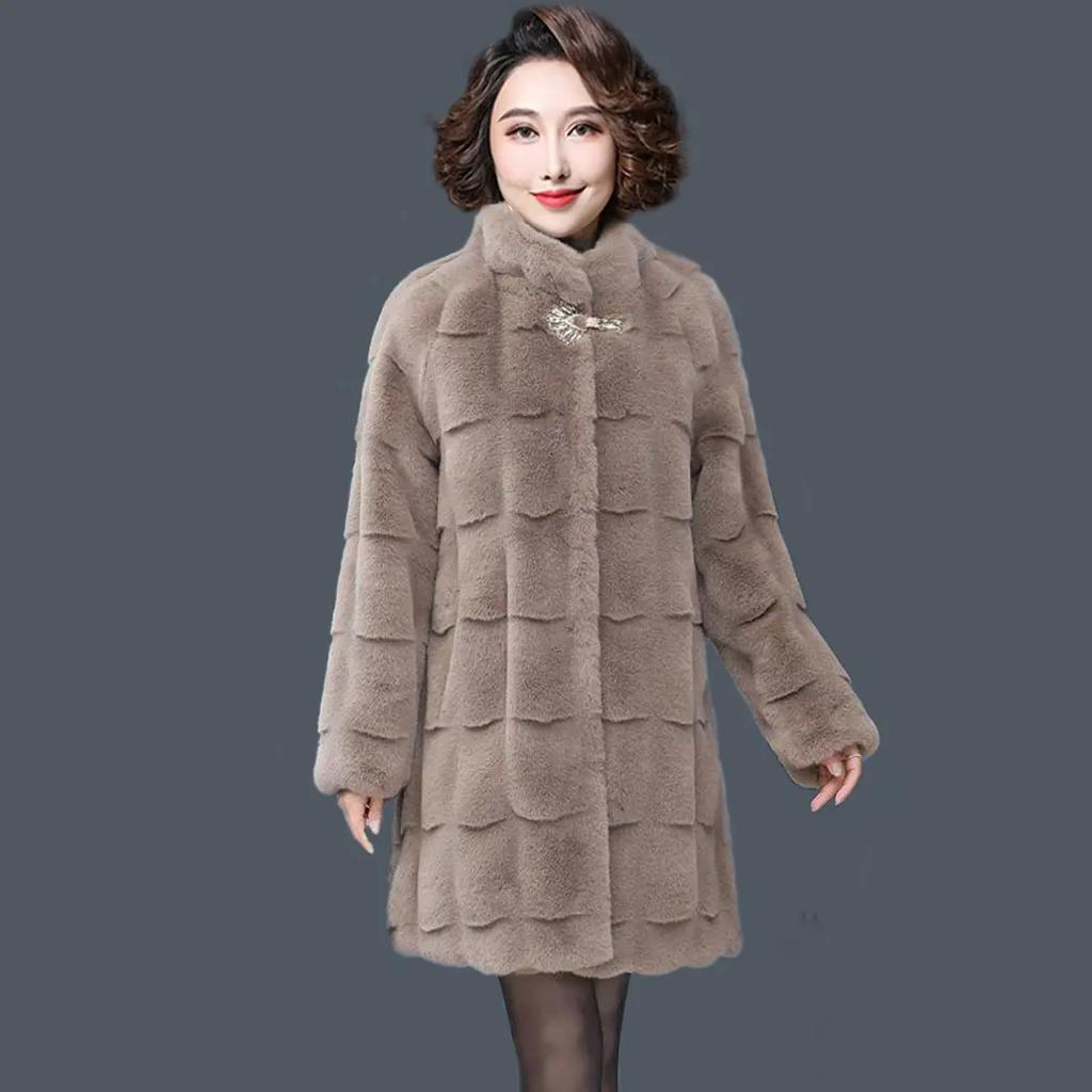 Fur High-end Rich Wife Mother Medium to Long Style New Danish Mink Coat Faux Fur Coat Women's Thick