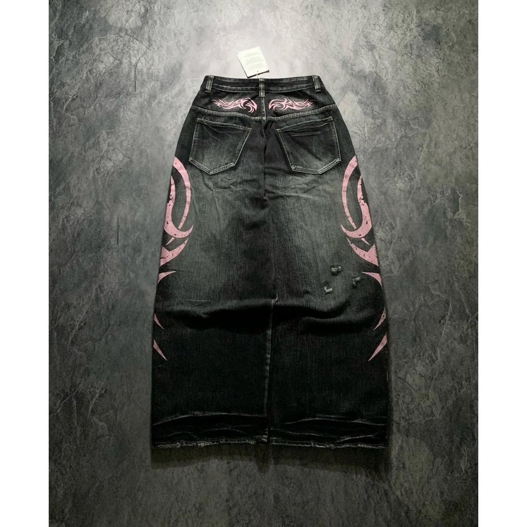 VIONA New Fashionable Perforated Printed Jeans Street Hip-hop Style Straight Leg Jeans