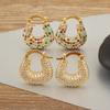 Nidin High Quality U Shape Copper Inlaid White/Colorful Zircon Hoop Earrings For Women Female Wedding Party Ear Jewelry Gifts