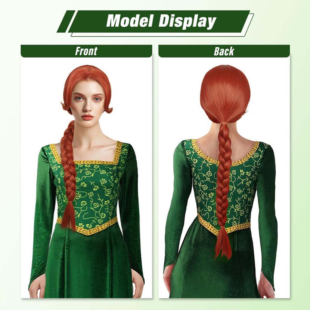 Synthetic Long Braid Reddish Brown Wig for Women, Wig Princess Red Brown Movie Wig for Halloween Costume Cosplay Party