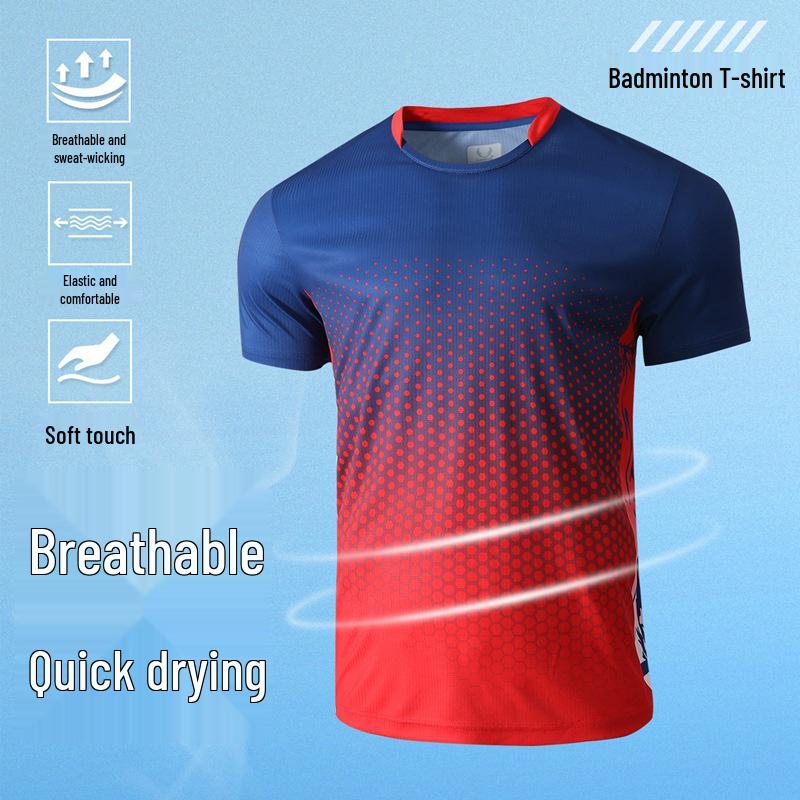Unisex Quick-Dry Short-Sleeve Sports T-Shirt for Summer - Great for Badminton, Tennis, and Table Tennis