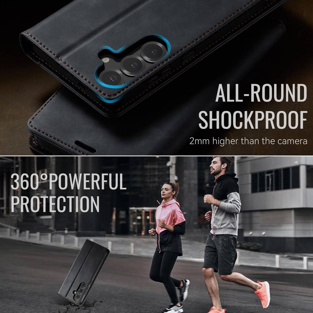 For Samsung Galaxy S25 FE Luxury Wallet Case Retro PU Leather RFID Blocking Card Holder Magnetic Flip Cover Kickstand Shockproof