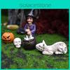 Halloween Pumpkin Witch Resin Yard Decoration With Micro Landscape Gift Scene