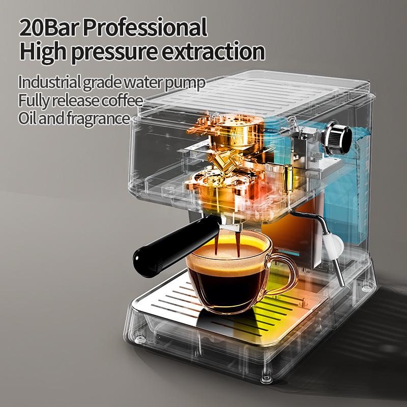Macchina da Caffè Espresso Italiana Semiautomatica Transfrontaliera con Estrazione ad Alta Pressione e Montalatte Integrato