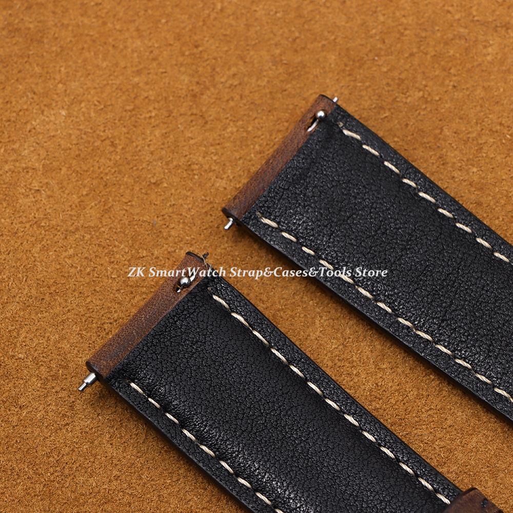 16/18/20/22/24mm Stitching Cowhide Strap for Omega for Wrist Bracelet for Seiko Vintage Leather Watch Band Butterfly Buckle Belt