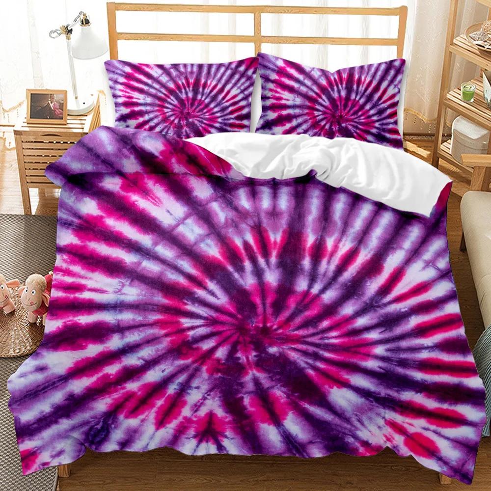 

Комплект постельного белья Boho Tie Dye, комплект постельного белья в стиле хиппи, комплект постельного белья синего и фиолетового цвета для двоих, цыганский комплект постельного белья размера «king-size», полиэстеровый чехол для одеяла 70x133cm 2pcs