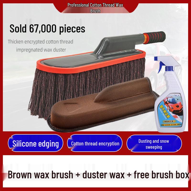 Teleskopowa szczotka samochodowa i miotełka z bawełnianym gwintem do mycia, odkurzania i woskowania