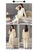 Women's Pure Cotton Pajamas with Chest Pad - Long Sleeve, Plus Size, for Autumn/Winter. Wearable Outdoors, Loose Fit Homewear.