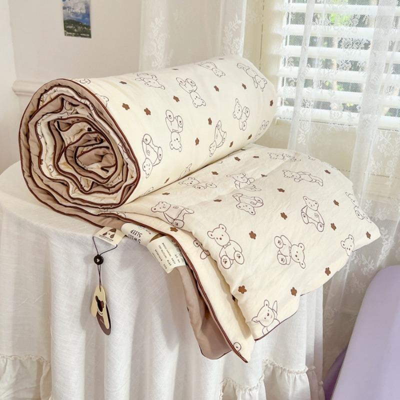 Summer Lightweight Quilt Wrinkle Resistant Washed Cotton All Season Comforter Single Double Bed Air Conditioning Duvet